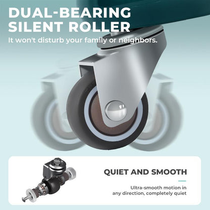 LEXI PRO Silent 4-Wheel Ab Roller for Defined Abs - Home Fitness Equipment with Universal Wheels for Men & Women - Build Strength & Core Muscles